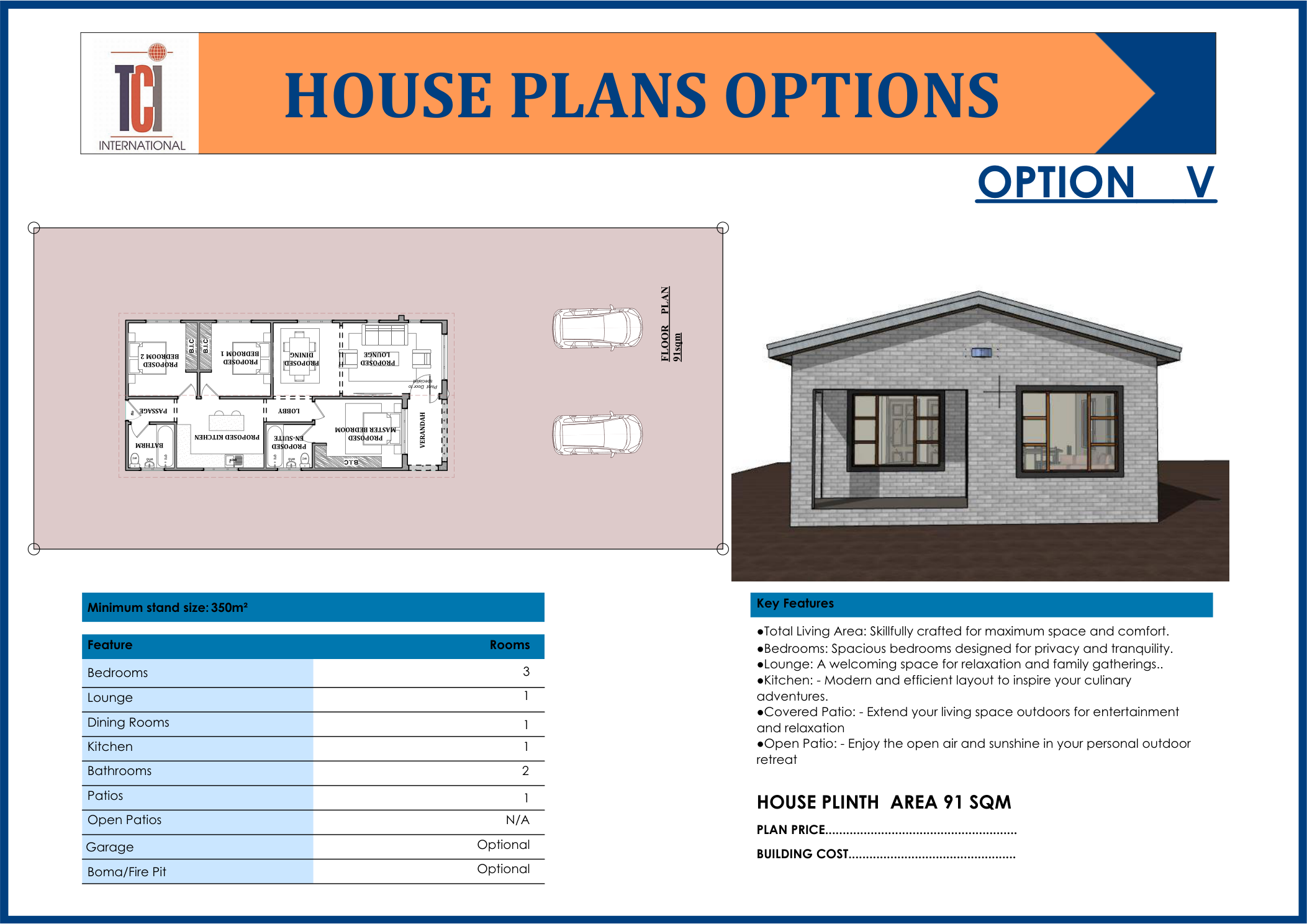 Three-Bedroom Compact Home Floor Plan